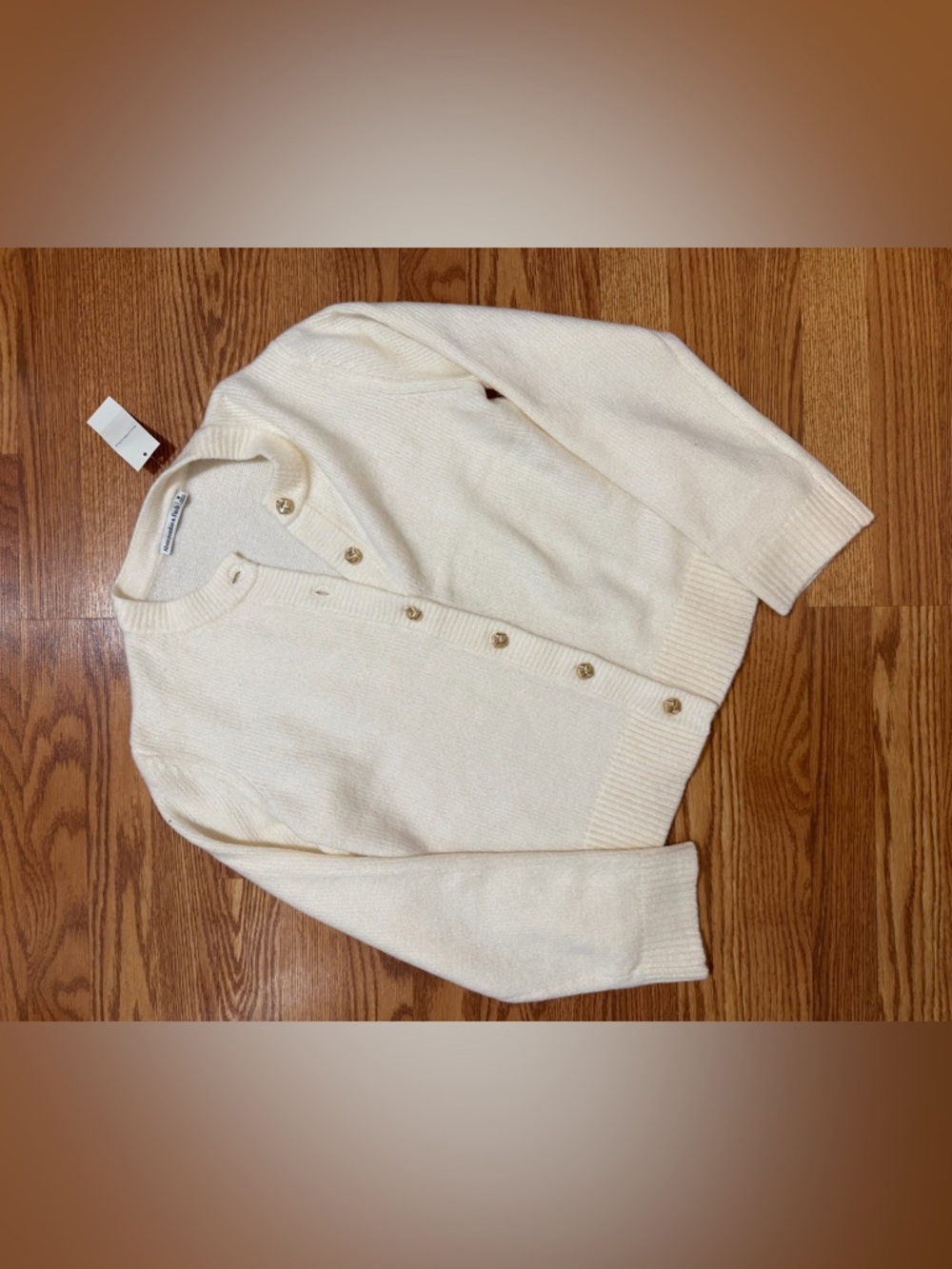 Abercrombie & Fitch Cream Button-Down Knit Cardigan, medium